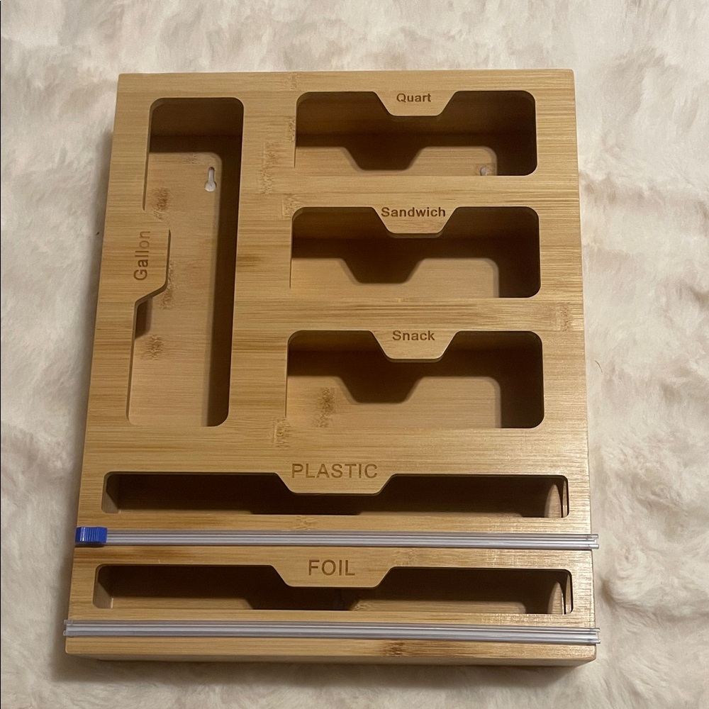 Bamboo Kitchen Organizer for Bags and Wraps